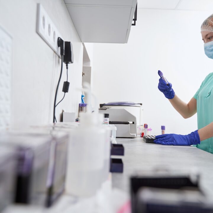 Woman doing medical research in medical laboratory
